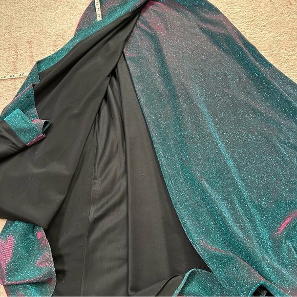 Morgan and Co Teal and Pink Evening Gown Cage Back Full Skirt Maxi Dress SZ 1XS - Picture 13 of 16